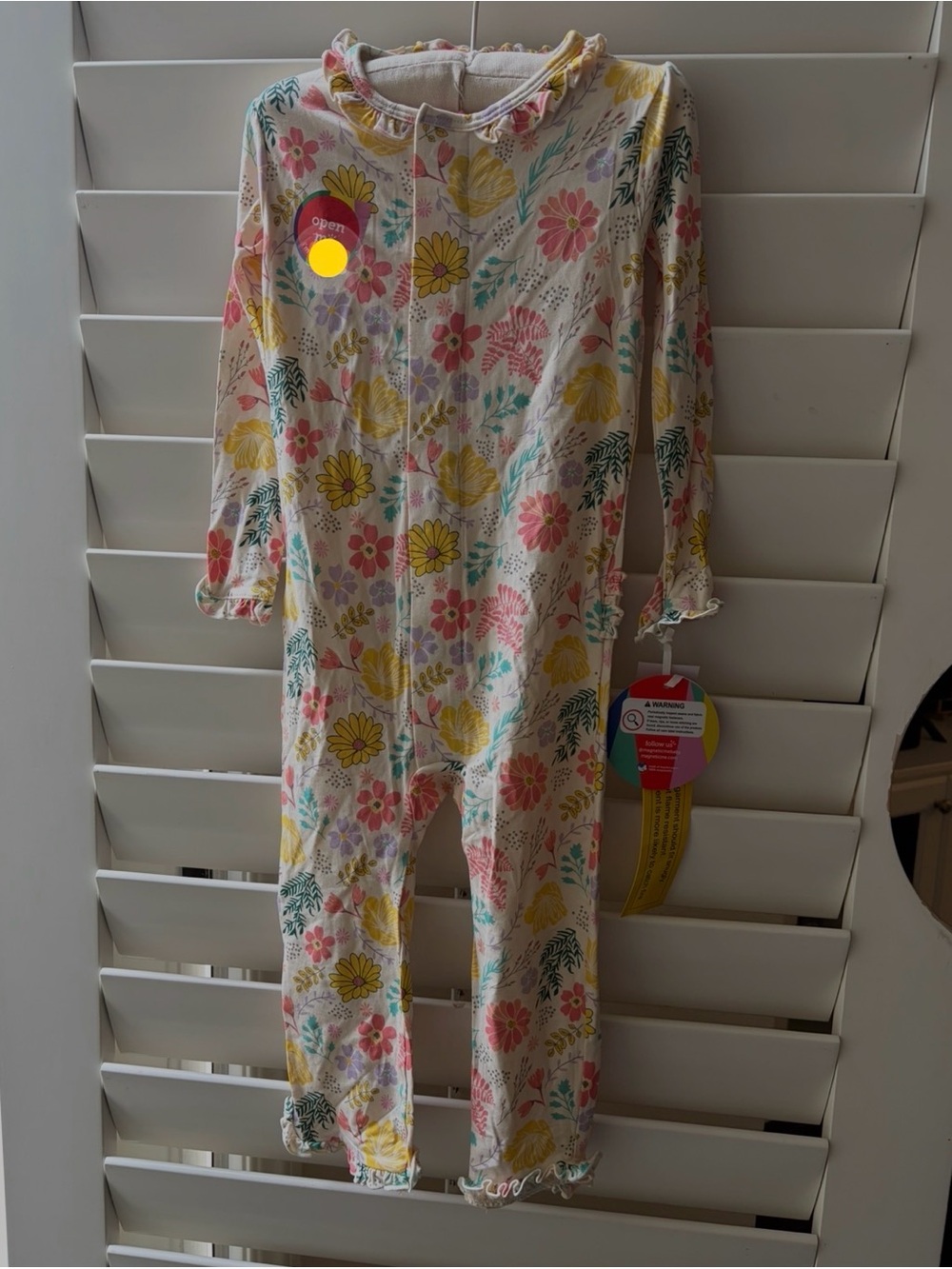 Magnetic Me Cream Floral Baby One-Piece with Pink & Yellow Flowers